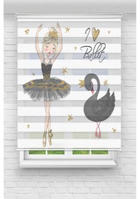 Resim Perdecizade Enxboy Siyah Balet Kız Dijital Baskılı Zebra Perde-cocuk Odası-stor Perde Pz-705 Renkli 