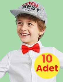 Resim Tezzgelsin Erkek Çocuk Saten Papyon 10 Adet Kırmızı 