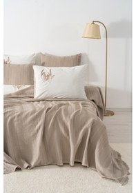 Resim Rivaistanbul Arya Vizon Nakışlı Çift Kişilik Nevresimli Pike Seti - 7 Parça Çeyiz Seti Vizon 