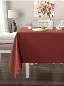 Resim Kiremit Rengi Masa Örtüsü Kadife Dokulu Leke Tutmaz Kiremit 