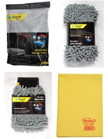 Resim Spark 2316 Peluş Bez & Spark 7040 Sünger & Spark 7050 Eldiven & Polikur 3224 Güderi Bez (4'lü SET) 