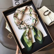 Resim 1 adet 69.85 cm Vintage Çiçekli Kelebek Baskılı Kare Eşarp - Hafif Şık Kadın Moda Aksesuarı, Yeşil Yapraklar & Turuncu Çiçekler Arka Planlı, Günlük ve Resmi Kıyafetler için Çok Yönlü, Tatil Aksesuarı, Sofistike Tasarım, Dekoratif Boyun Takısı 