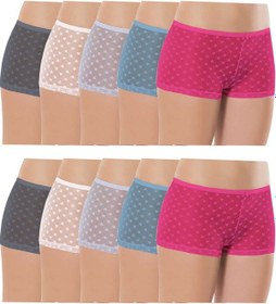 Resim 10 Adet Kadın Komple Tül Dantel Boxer Külot Altın - Lacivert 