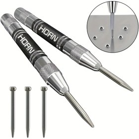 Resim 1 adet Otomatik Merkez Delme Aracı ile 3 adet Ek Bit - 12.7cm Ağır Hizmet Çelik Bahar Delme, Ayarlanabilir Gerilim, Paslanmaz ve Parlatılmış Bitiş, Ferro Malzemeler - DIY, İnşaat, Otomotiv, PC Uyumlu, İnşaat Aracı, Dayanıklı İnşaat 