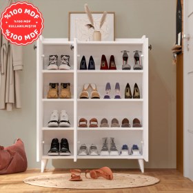 Resim İmbaş 3 Kapaklı Çok Amaçlı Dolap Çok Amaçlı Mutfak Dolabı Banyo Dolabı Ayakkabılık Beyaz %100 Mdf 