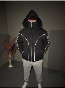 Resim Reflektörlü Ninja Fermuarlı Ceket Siyah Siyah 