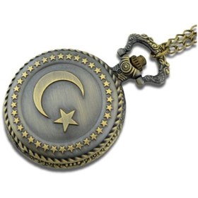 Resim CornerShop Ayyıldız Kabartmalı Quartz Köstekli Saat 