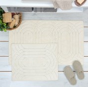 Resim Nuvomon Bluenity Star Light 2'li Banyo Paspası - Ekru - 60x100 cm + 50x60 cm 