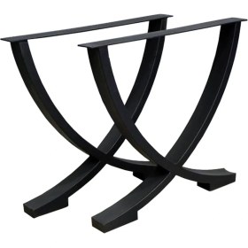 Resim Abronya Oval Yarım Ay Şeklinde Tasarlanmış Yemek Çalışma Kütük Ahşap Ofis Yemek Masası Metal Ayak Abronya 1 Çift 2 Ayak Içerir 