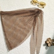 Resim Kadın Moda Cinsel Mesh Etek, Kahverengi Yarı Şeffaf, Mutedil Katı Renk Asimetrik Kapatma, Yüksek Esnek Örgü Kumaş, %95 Polyester %5 Elastan, 120 g/m², Müzik Festivalleri, Plaj Yüzmek ve Tatil için 