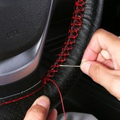 Resim Arabanızı Yumuşak Yapay PU Deri 38cm Direksiyon Kılıfı ile Yükseltin - İğneler ve İplik Örgüsü Dahil! 