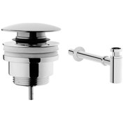 Resim Artema Yuvarlak Lavabo Süzgeci Basmalı Aç Kapa + Vitra Origin Lavabo Sifonu, T Tipi 