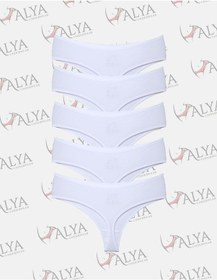 Resim Alya Underwear Kadın Külot Yüksek Bel Tanga, Toparlayıcı - 2 Siyah, 1 Beyaz, 2 Ten S, M, L, Xl, 2xl - 5 Adet Beyaz P05 