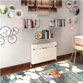 Resim Kenzlife Petek Üstü Raf Dresuar Golden Boy Cvz 050 24 Üçlü Kitaplık Duvar Rafı 050 Cm Uzunluk Beyaz 