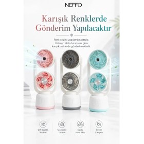 Resim Neffo Çift Püskürtmeli Nemlendirici ve Güçlü Masaüstü Fan | Sessiz Çalışma, Serinletici ve Nemlendirici Mini Klima Fanı 