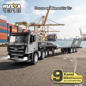 Resim Huina 1318 1/24 RC Dorse ve Römorklu Tır Kamyon RC Model Gerçekçi Sesli ve Işıklı Uzaktan Kumandalı İş Makinesi 