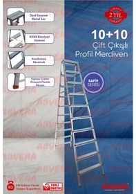 Resim Safir Serisi -10 10 Basamaklı Çift Çıkışlı Galvanizli Profil Merdiven Ev, Bahçe, Işyeri Için Uygun 