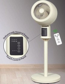 Resim Chermik Kumandalı Sirkülasyonlu Ayaklı Vantilatör – 45W Sessiz 3 Kademeli Dokunmatik Fan 8 inç 