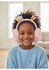 Resim Kervan Pazarı Çocuk Peluş Katlanabilir Figürlü Kışlık Kulaklık Pembe 