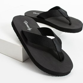 Resim VestioStore Alex Erkek Siyah Kumaşlı Rahat Parmak Arası Acıtmaz Havuz Plaj Terliği Flip Flops 