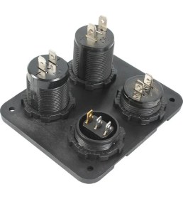 Resim Revex 12V 2 Şarj Soketi+Çakmaklık+Voltaj Göstergesi+On-Off Düğmeli Kontrol Paneli 