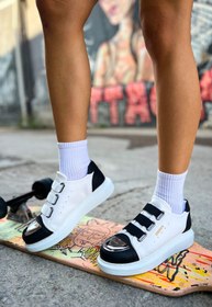 Resim devrialemshoes CH251 GBT Mirror Furry Kadın Ayakkabı BEYAZ/SIYAH 