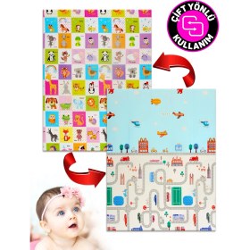 Resim Circle Toys Animals + Taşıtlar , Katlanabilir Çocuk Oyun Halısı - Ekstra Large - 180X200X1 cm - Taşıma Çantası Yanında 