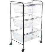 Resim Tekno-tel 3 Katlı Plastik 45x71x33 cm Çekmeceli Tekerlekli Sebzelik Gri-Şeffaf 