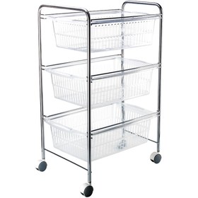Resim Tekno-tel 3 Katlı Plastik 45x71x33 cm Çekmeceli Tekerlekli Sebzelik Gri-Şeffaf 