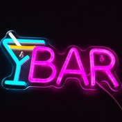 Resim 1 adet LED Neon "Y Bar" Tabelası Kokteyl Bardağı Tasarımı ile - USB Güçlü, Çok Renkli Ekran, Ev, Partiler ve Barlar için Duvara Monte Dekor, Bar Aksesuarları 