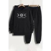 Resim Trendypassion Unisex Celestial Sun Moon Baskılı Eşofman Takımı 