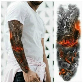 Resim Sones Büyük Kol Manşonu Su Geçirmez Geçici Dövme Etiketi Tqb-080 