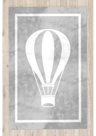 Resim Balonlu Gri Bambu Çocuk Halısı Gri 