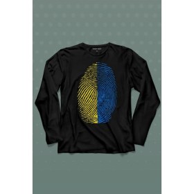 Resim Kendim Seçtim Fenerbahçe Sarı Lacivert Parmak Izi Uzun Kollu Tişört Baskılı Çocuk T-Shirt 