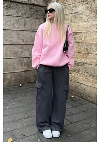 Resim Madmext Kadın Füme Geniş Paça Kargo Cepli Eşofman Altı Mg1615-füme Füme 