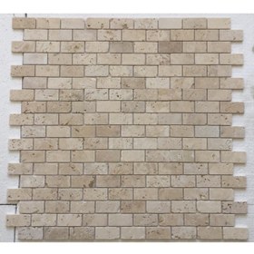 Resim Pietramosaic 5x10 Klasik Traverten Tuğla Desen Eskitme Mozaik Doğaltaş Duvar Kaplama Dekoratif 