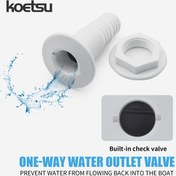 Resim KOETSU 3/4" Tek Yön Tekne Tahliye Valfi Dahili Kontrol Valfi ile - Hızlı Serbest Bırakma, Geri Akış Yok, Yat Gövde Altı Tahliyesi - Dayanıklı PPSU Plastik, Beyaz - Teknelere Uygun 