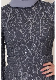 Resim Raika Moda Büyük Beden Gliten Tesettür Abiye Tuana Antrasit 