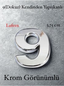 Resim Lufern No 9 Kapı Numarası Kendinden Yapışkanlı Masa Dolap Plastik Ev Posta Kutusu Dış Mekan Daire 3,75 cm 