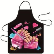 Resim 1 Adet Unisex Mutfak Önlüğü, Tırnak Sanatı Tasarımı ile Renkli Kelebekler & Kalpler Siyah Arka Plan Üzerinde - Pişirme, Yemek Yapma, DIY Tırnak Sanatı Tutkunları için Dayanıklı Polyester, Yenilikçi Önlük, Fırıncılık Aksesuarı, Yaratıcı Mutfak Giysisi, Pratik Mutfak Kıyafeti, Evde Yemeği Hazırlama, Kelebek Deseni, Sağlam Malzeme 
