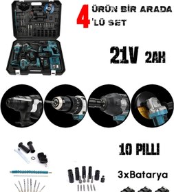 Resim prohummer 21V Kombo: 800Nm Somun Sökücülü 4'lü Akülü Set (Matkap, Hilti, Taşlama) EEA440 