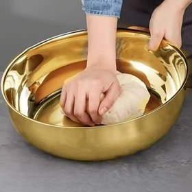 Resim Ekstra Derin ve Geniş Altın Paslanmaz Çelik Karıştırma Kabı - Paslanmaz, Kaymaz Taban, Bulaşık Makinesinde Yıkanabilir, Ticari Sınıf Dayanıklılık | Hamur Yoğurmak, Sebzeleri Yıkamak, Noodle ve Çorba Servis Etmek İçin İdeal | Geniş Bantlı Mutfak Gereksinimi, Yiyecek Hazırlama Kabı | Ergonomik Kase | Dayanıklı Mutfak Savaşı 