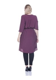 Resim Myline Düğmeli Beli Kuşaklı Tunik-bordo Bordo 