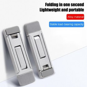 Resim 2 adet katlanabilir taşınabilir alüminyum alaşımlı dizüstü bilgisayar sehpası, güçlü ısı dağıtımı özelliği, kaymaz çinko alaşım ayaklı Macbook Air Pro iPad iPhone masaüstü sehpası 