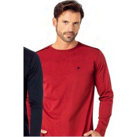 Resim Pierre Cardin 6100 Erkek Uzun Kollu Bisiklet Yaka Pijama Takımı-bordo-bordo-l Çok Renkli 