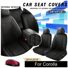 Resim Topnotch Black Black Line Two Front Seats İçin Toyota Corolla 2014-2019 Rahat Nefes Alabilir Yaz Kolay Takılır Temiz Koltuk Kılıfları 