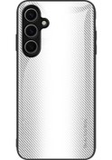 Resim Uyumlu Samsung Galaxy S24 Fe Telefon Kılıfı Temperli Cam + Karbon Fiber Dokulu Tpu Kapak 