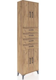 Resim Arges Dolap 3 Raflı 4 Çekmeceli 4 Kapaklı 60x30x221 Çam-çam Çam 