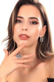 Resim LABALABA Kadın Antik Gümüş Kaplama Küpe, Ayarlanabilir Yüzük Seti 