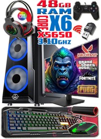 Resim WARBOX Gorilla Xeon X5650 48gb Ram 256gb Ssd 250gb Hdd R7 240-4gb E.kartı 22" Monitör Gaming Bilgisayar 